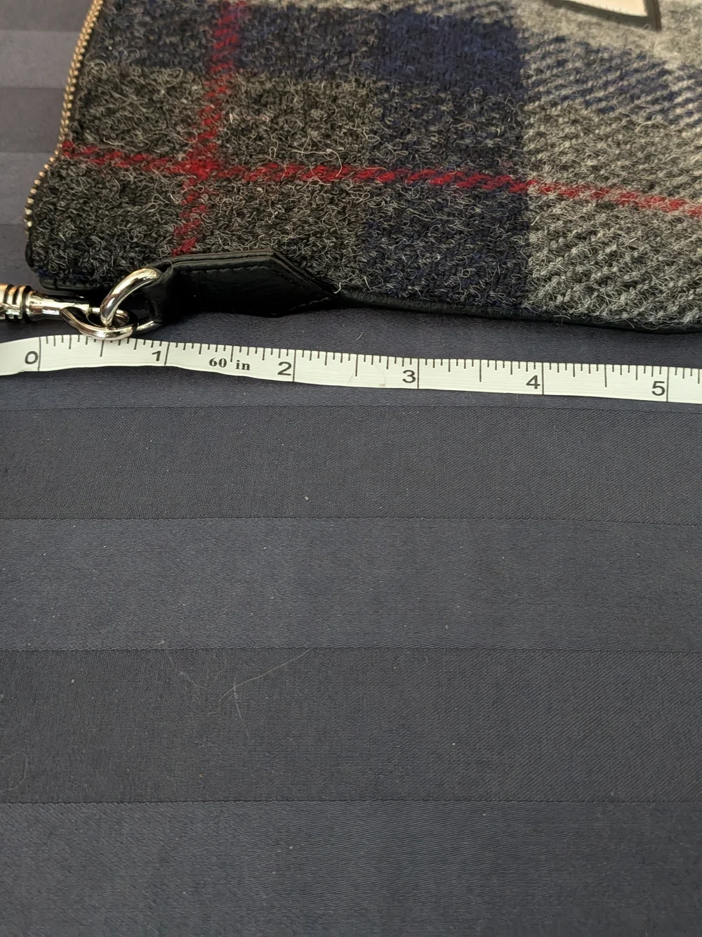 Harris Tweed Plaid Grey & Navy Clutch With Detachable Straps
